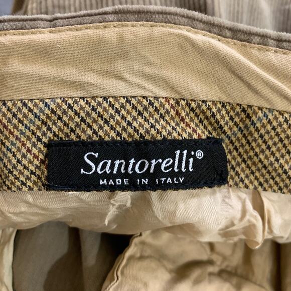 Vintage Santorelli Pants Mens 36 Mocha Como 2 Corduroy Cotton Pleated Trouser - Picture 12 of 16